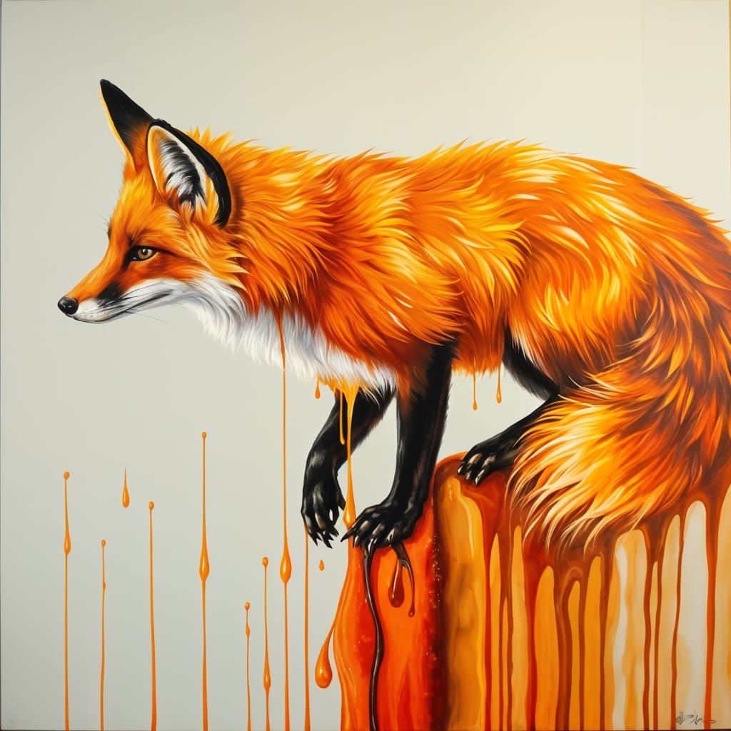 Melting fox painting