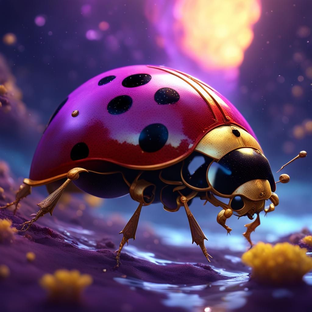 Pirate Ladybug in Ocean Universe: Dark Fantasy Art