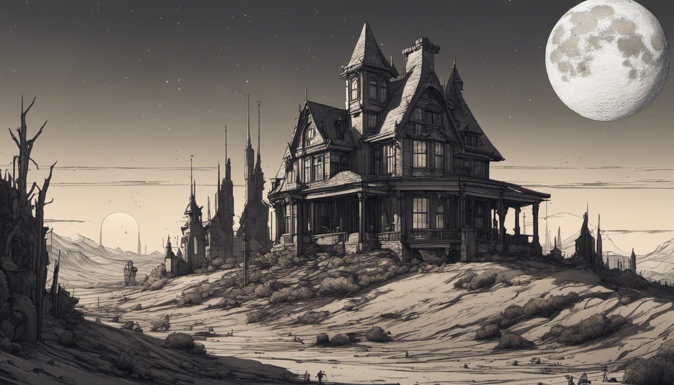 Post-Apocalyptic Moonscape in Art Deco Style