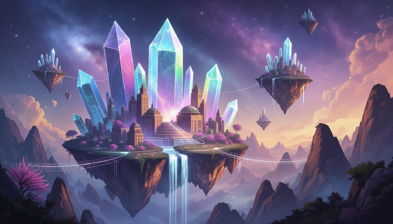 Fantastical Crystal Cityscape in Nebula