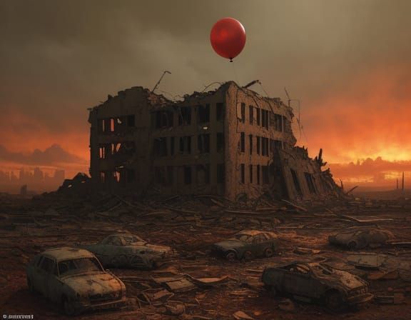 Eerie Red Balloon Drifts Through Nuclear Wasteland in High-C...