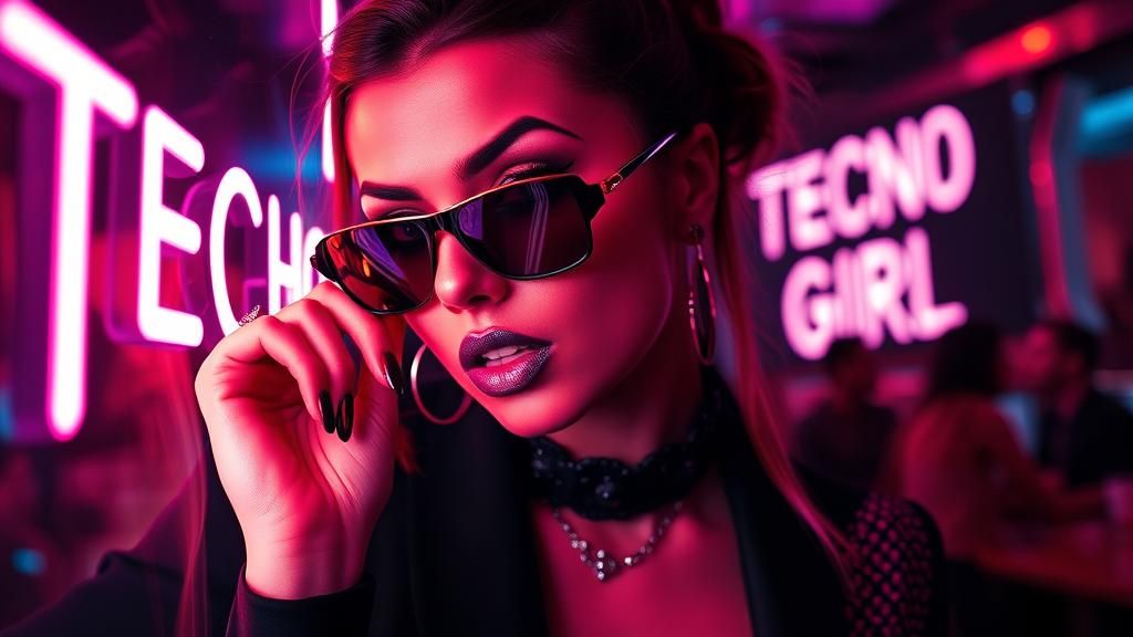 Gothic Glamour: Woman with Sparkling Makeup at Nightclub