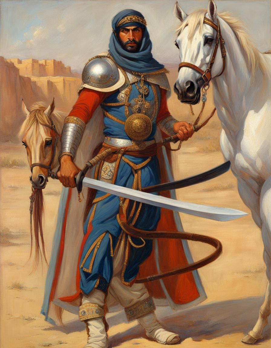 Arabian Warrior with Saber and Whip, Gurney Style