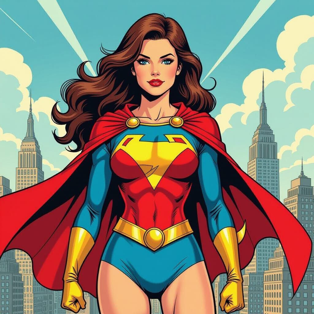 Mary Marvel in Heroic Comic Book Style