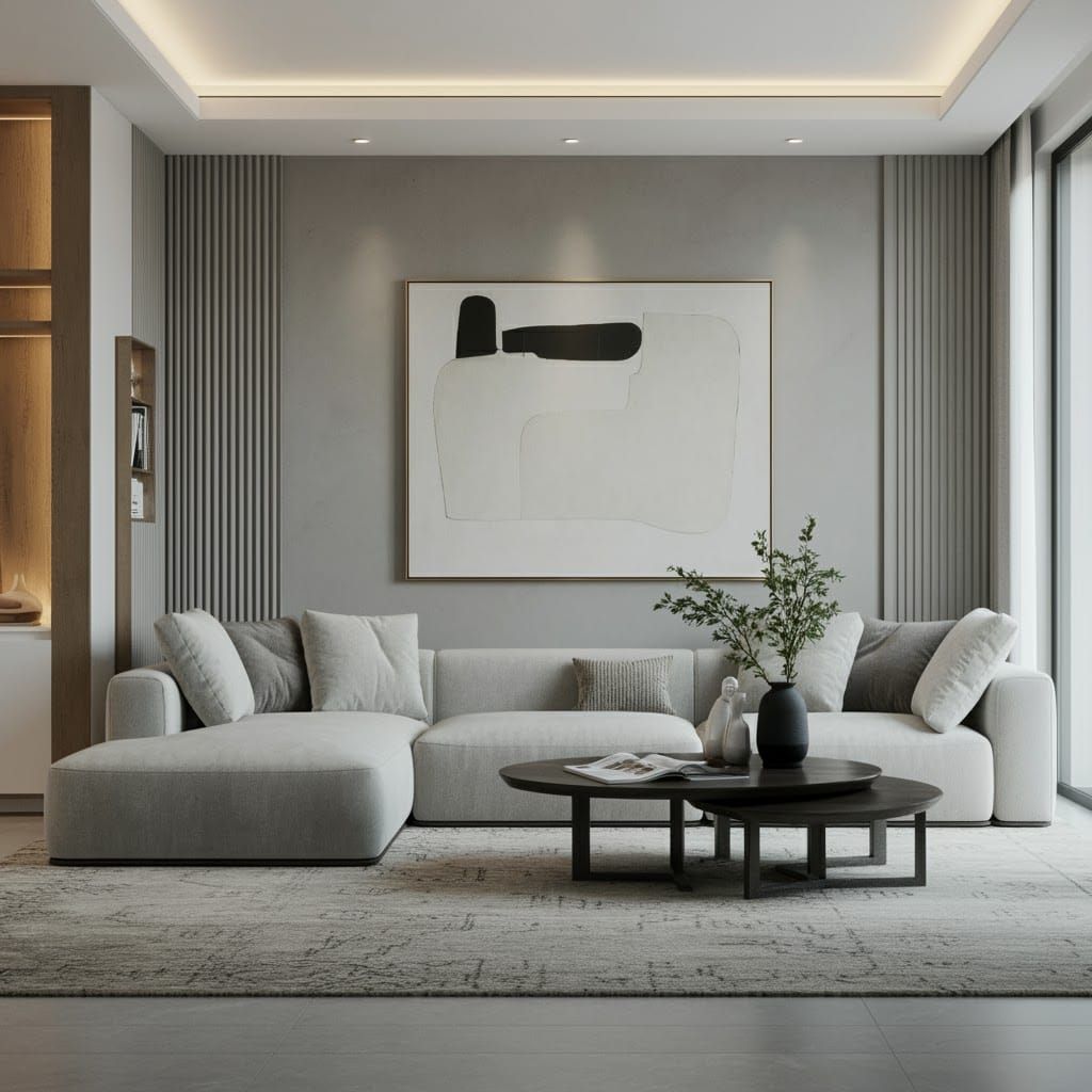 Minimalist Yemeni Living Room with Abstract Art