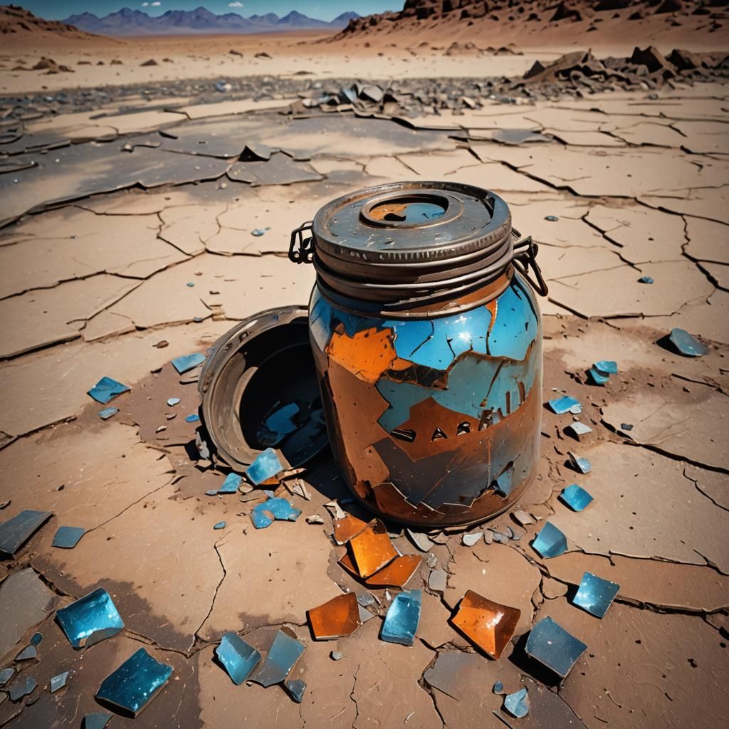 Post-Apocalyptic Jar in Desert Wasteland Digital Art