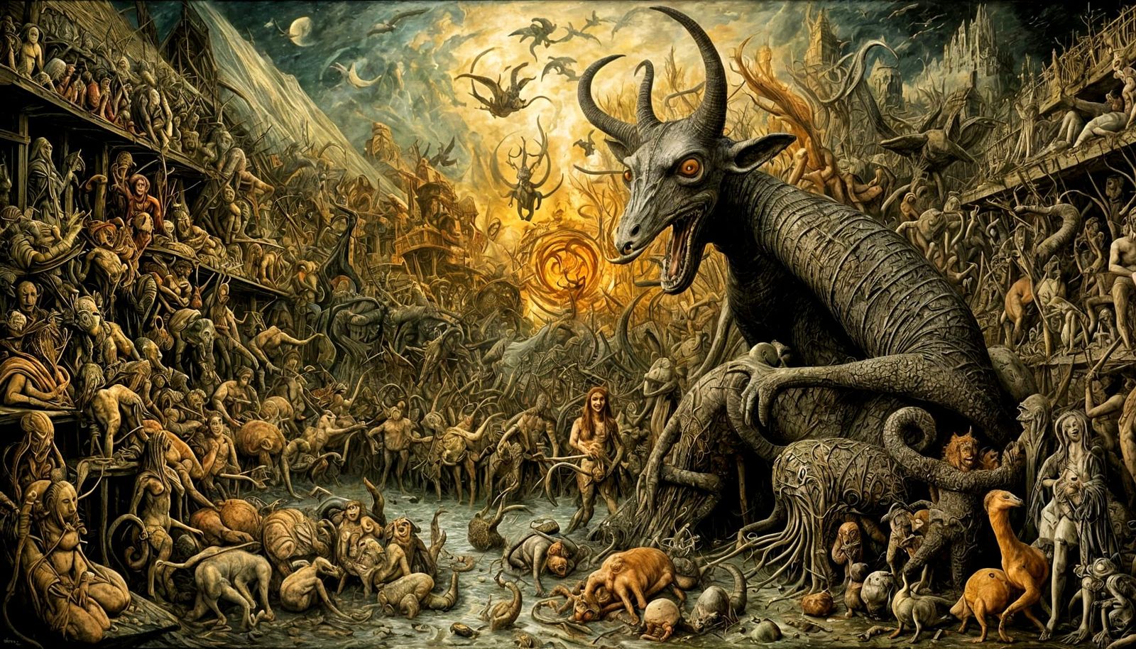 Surreal Dark Fantasy Asylum in Imperial Colors