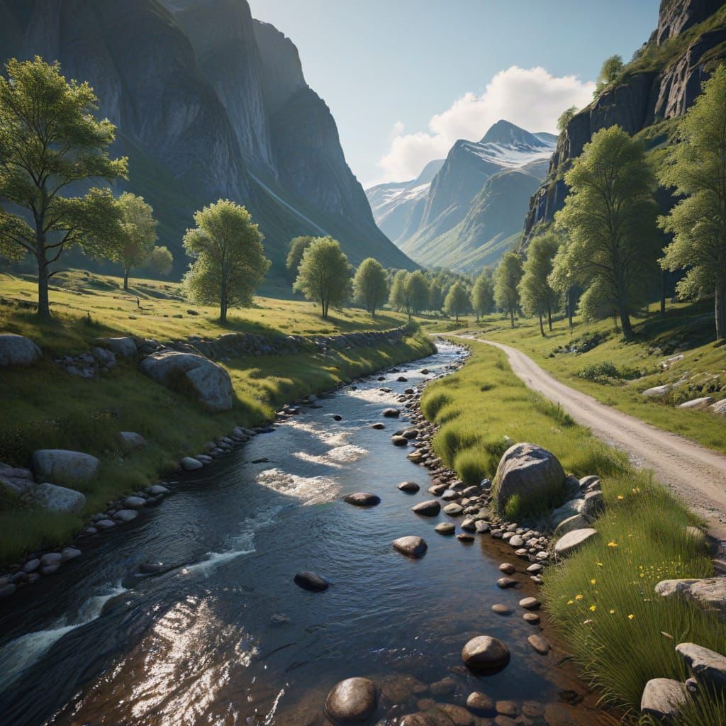 Majestic Norway Valley Road in Epic Landscape