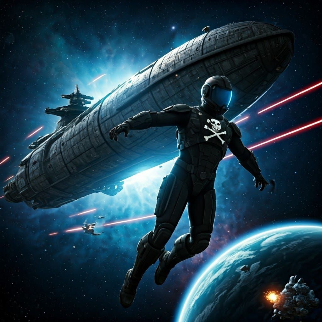 Space Pirate in Futuristic Skies