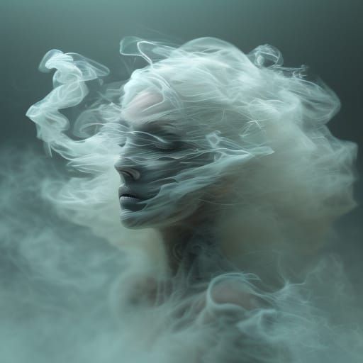 Ethereal Smoke Portrait of a Woman
