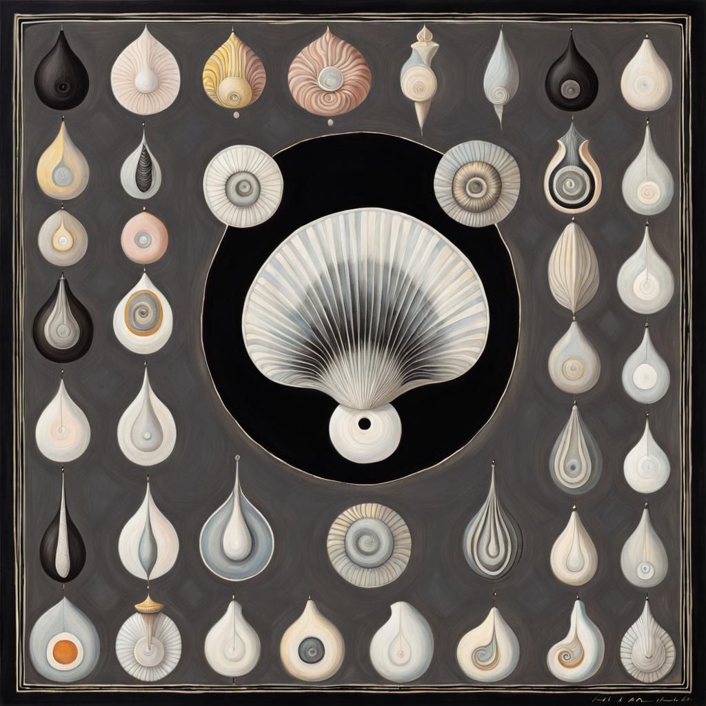 Gothic Moon Goddess with Snail and Seashell