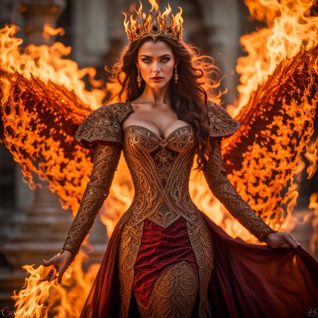 Fiery Princess in a Castle, Professional Photography