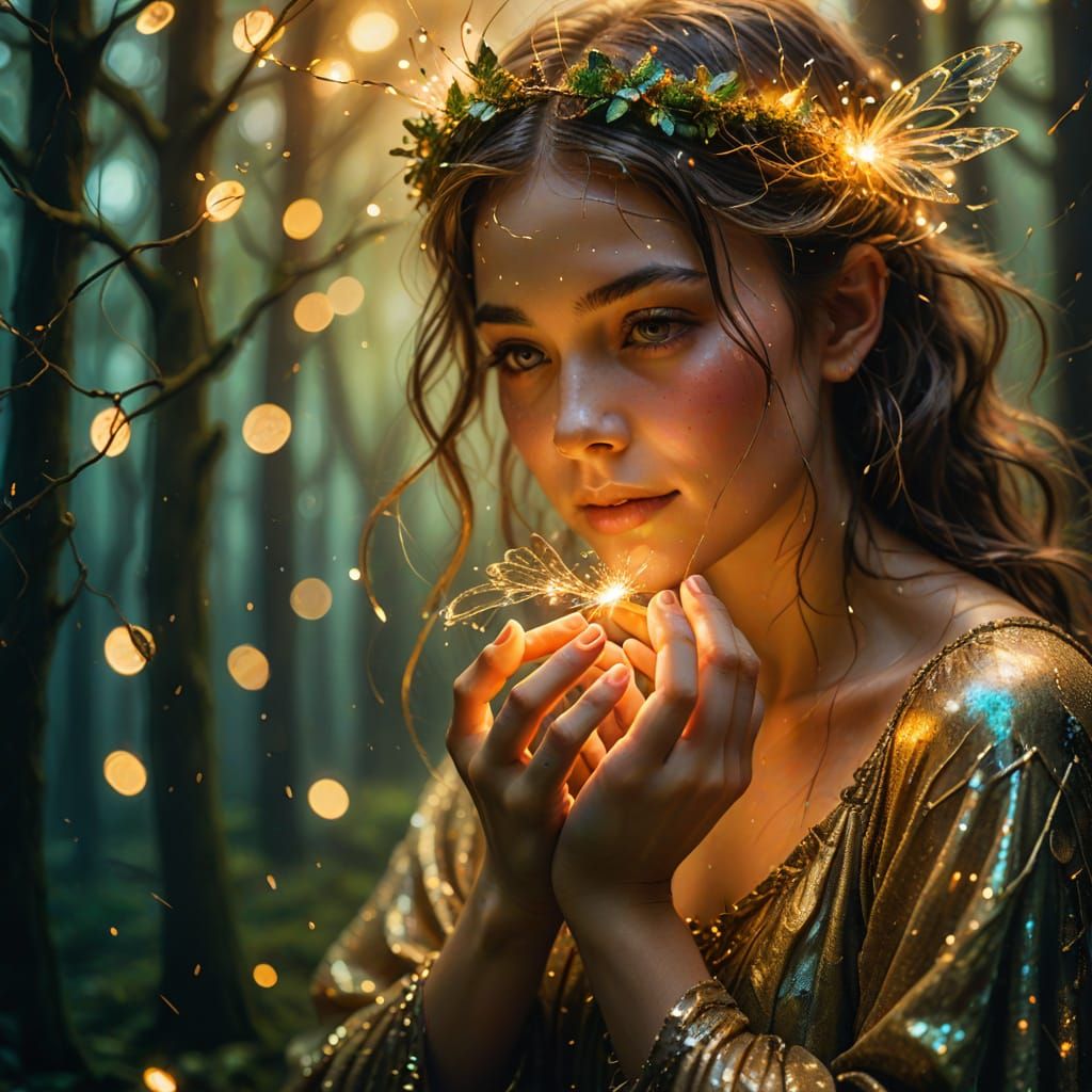 Impressionistic Forest Fairy Sparks Surrealism