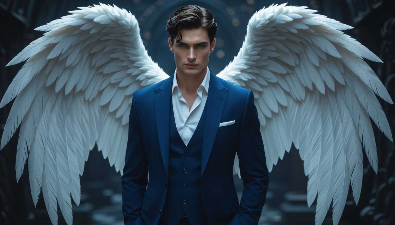 Angel-Winged Man in Dark Fantasy, Film Photography