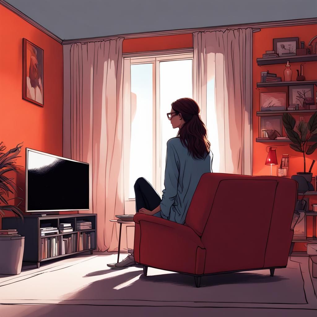 Noa Kirel Watching TV: 8K Concept Art