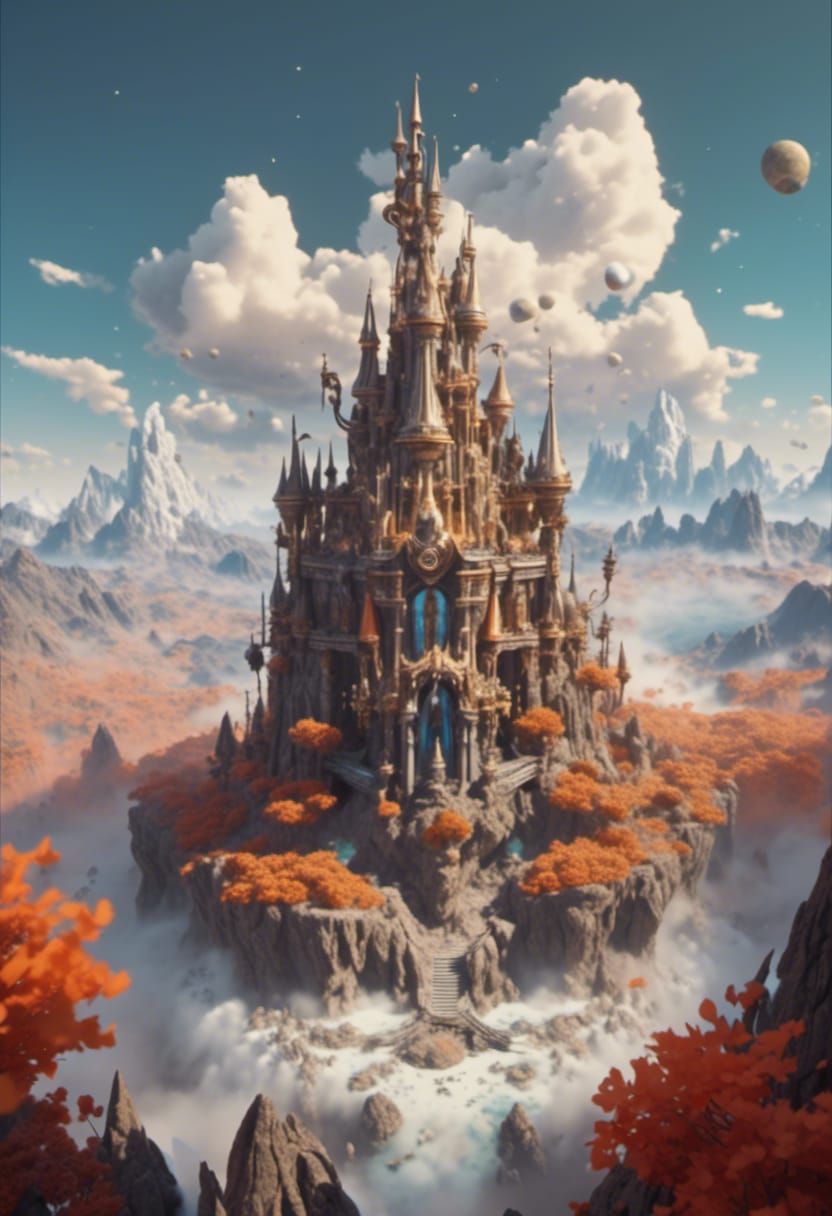 Crystal Castle on Pluto in Detailed Matte Painting
