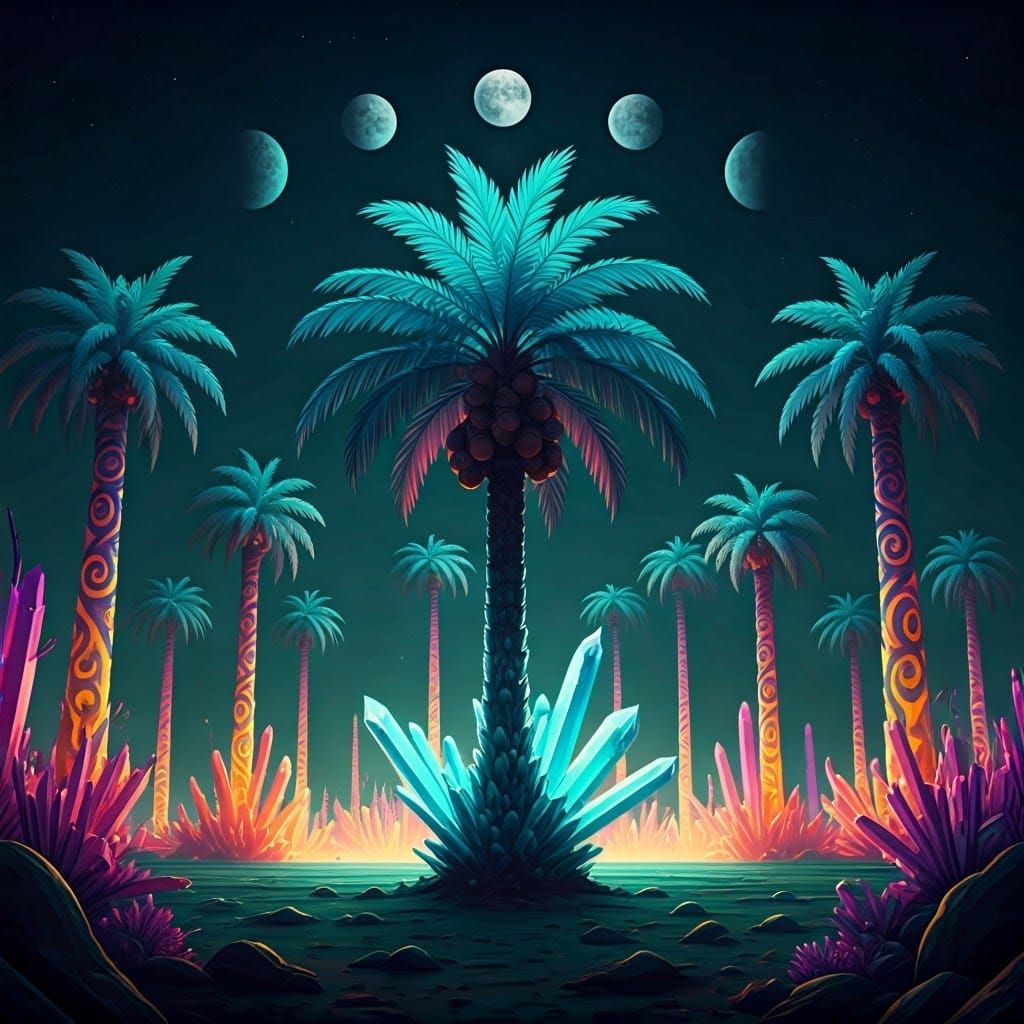 Celestial Palms: An Alien Oasis