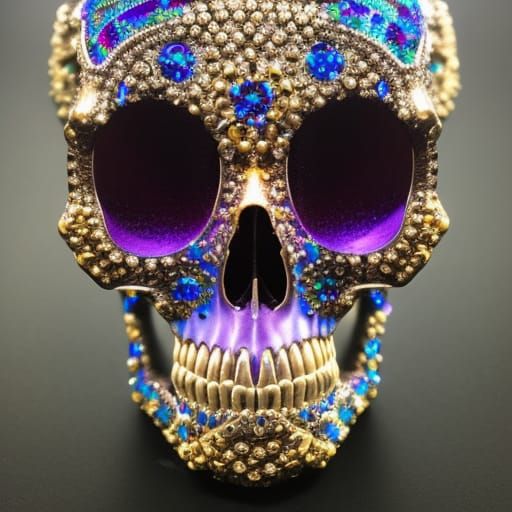 Hyperrealistic Zombie Skull Portrait with Crystal Details