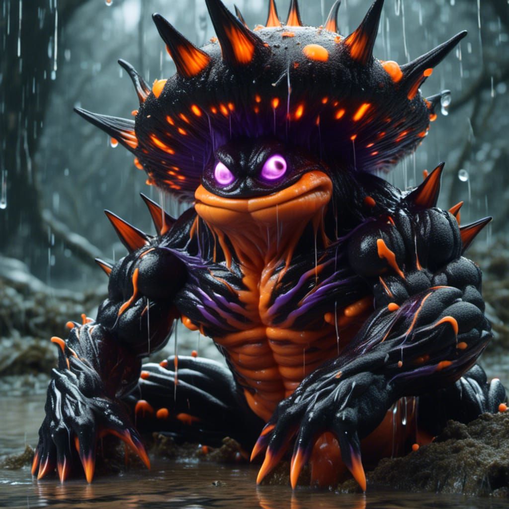 Menacing Mushroom Creature in Swamp, Photorealistic