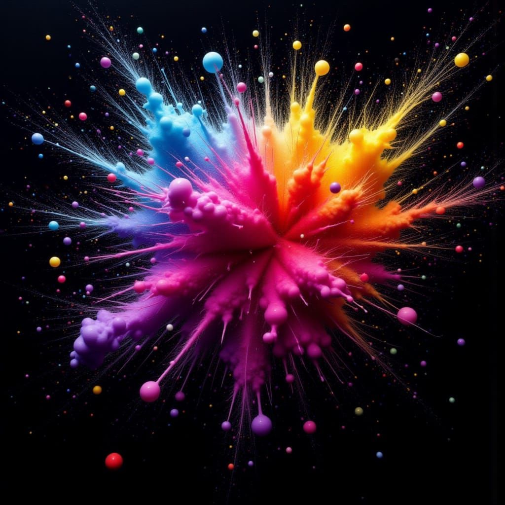 Vivid Neon Bombs Exploding in Air