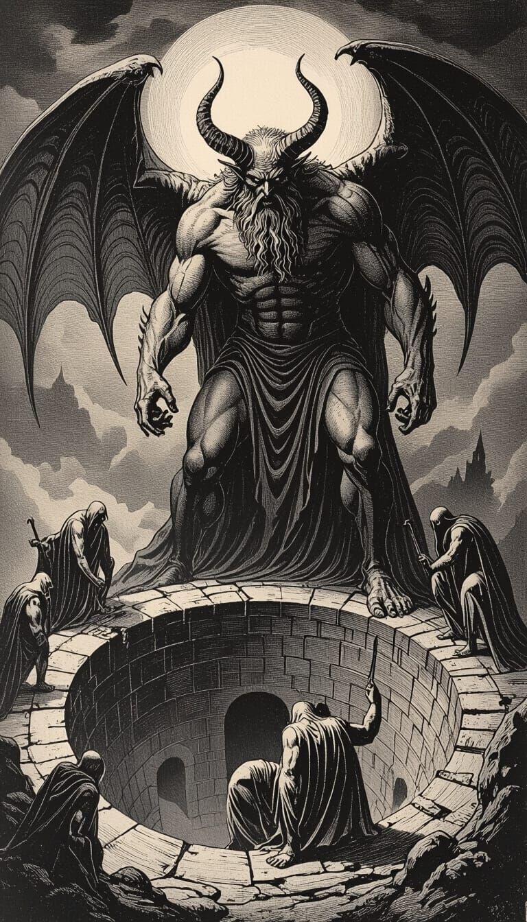 Giants and Lucifer in Hell: A Gustave Doré Illustration