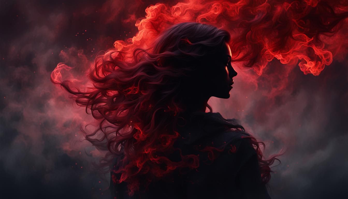 Smokey Silhouette of a Woman in Red