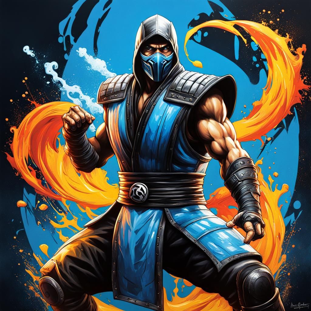 Sub-Zero Graffiti Art in Mortal Kombat Style