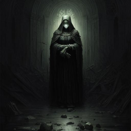 Dark Grieving Mother in Horror Art Style