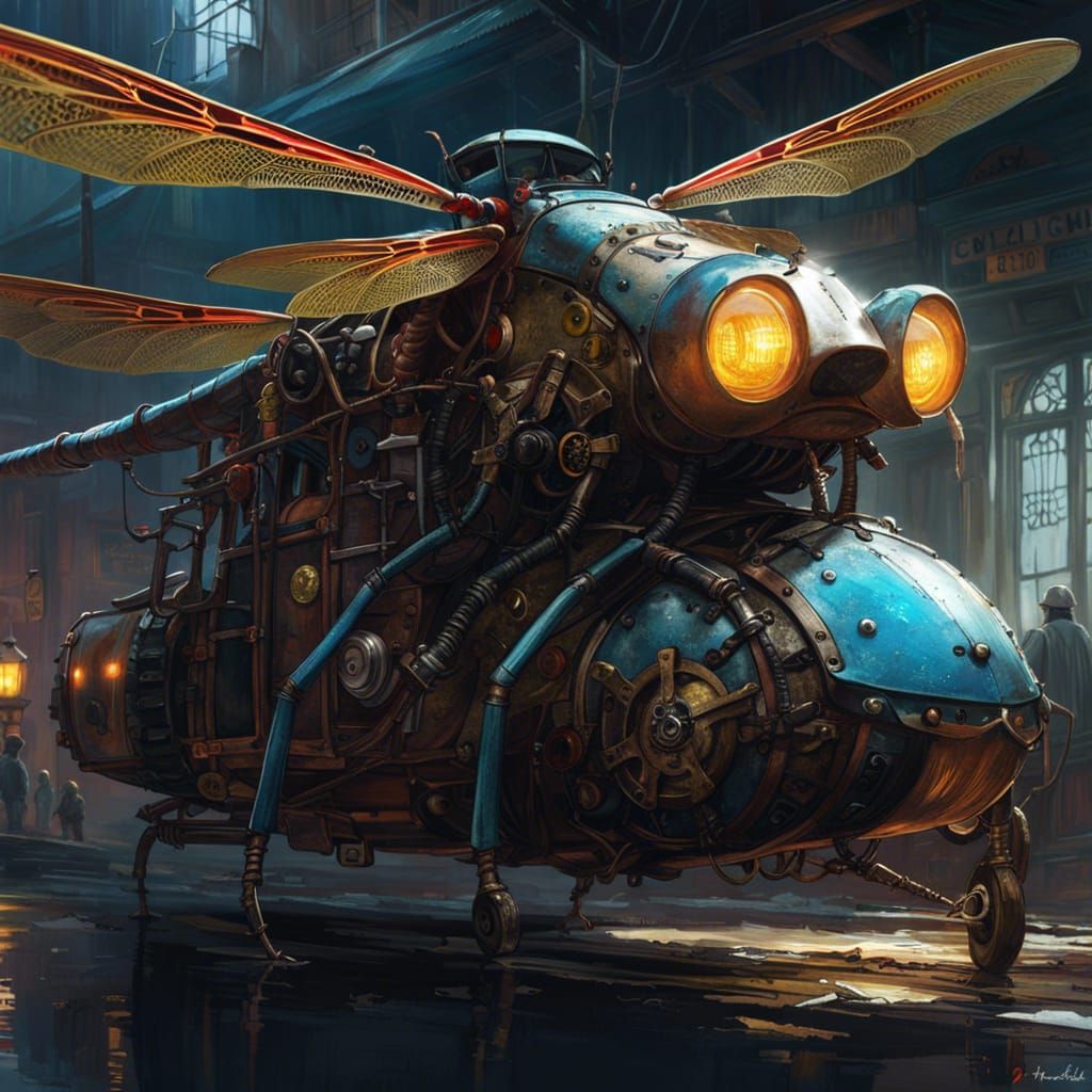 Steampunk Dragonfly Digital Illustration