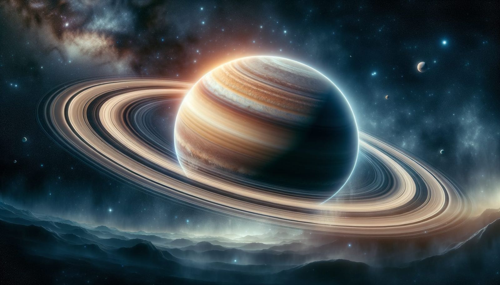 Ringed Planet Resembling Saturn in Deep Space