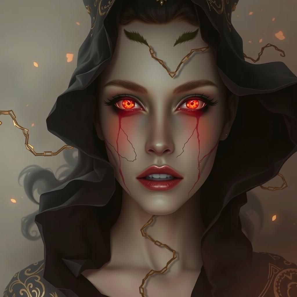 Terrifying Love Goddess in Dark Fantasy Art Nouveau Style