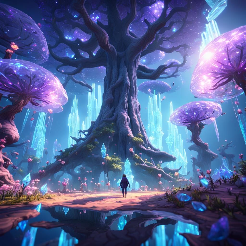Enchanted Forest Crystal in 3D Game Graphics