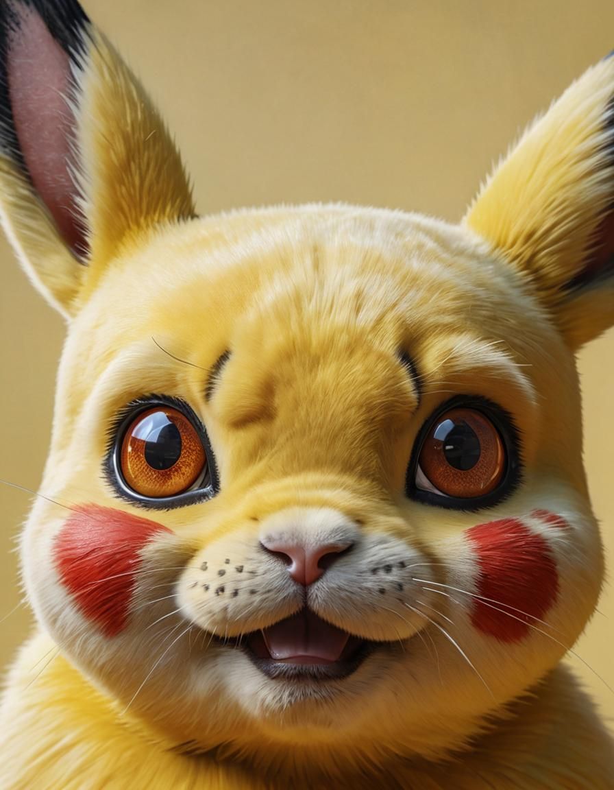 Hyper-Realistic Pikachu Portrait in Studio Harcourt Style