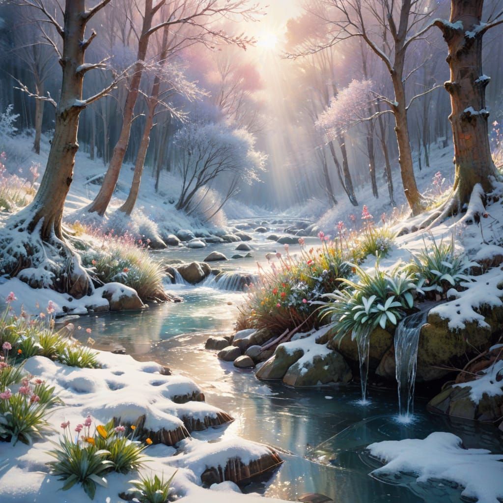 Winter Forest Clearing: Watercolour Illustration