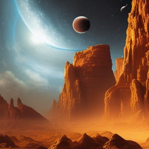 Dramatic Astronomy Scene in Digital Matte Painting