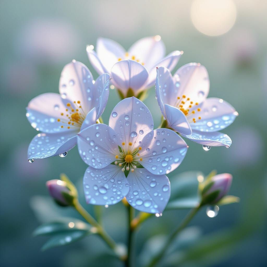 Glistening Crystal Flowers in Ethereal Light