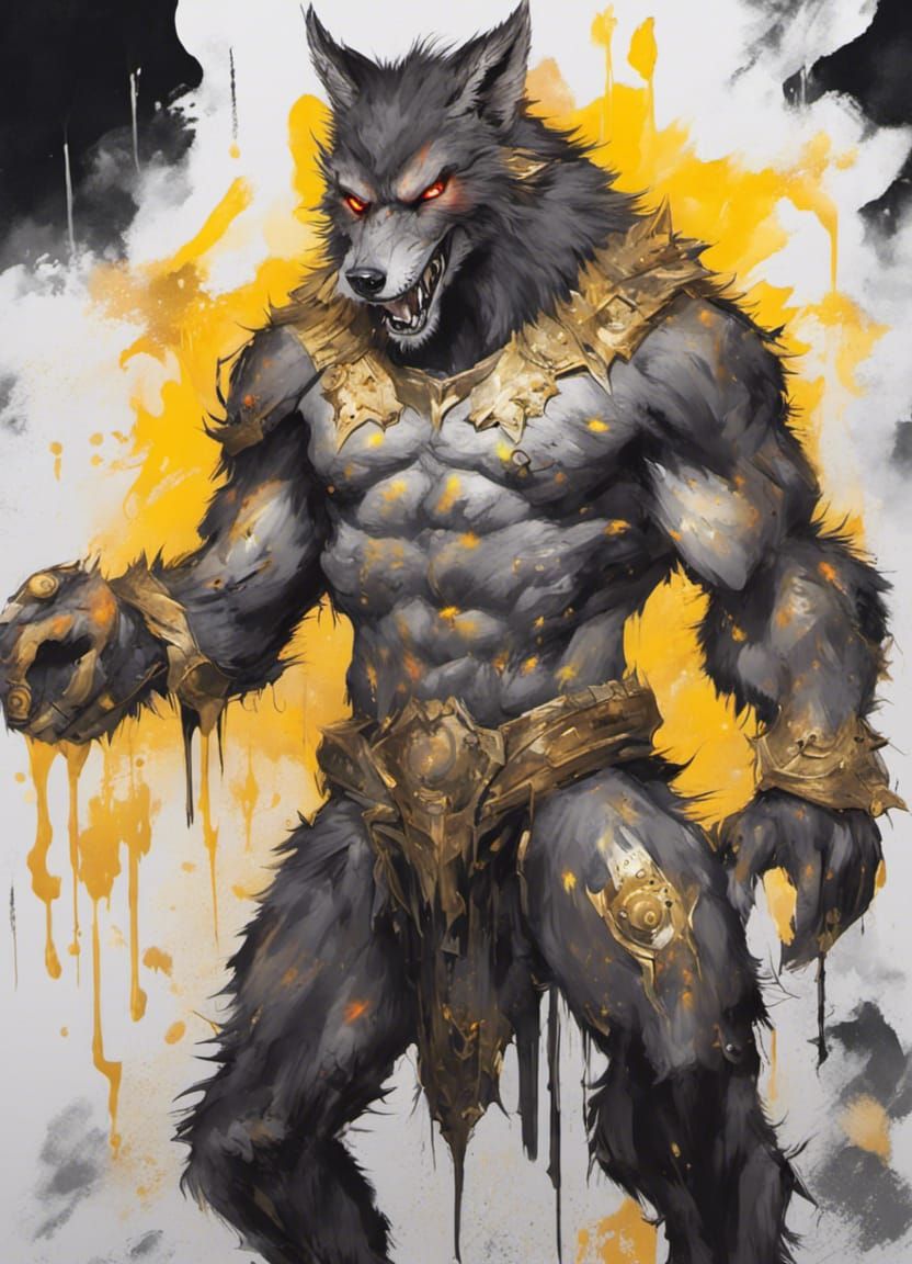 Armored White Werewolf Anthro Ready for Battle