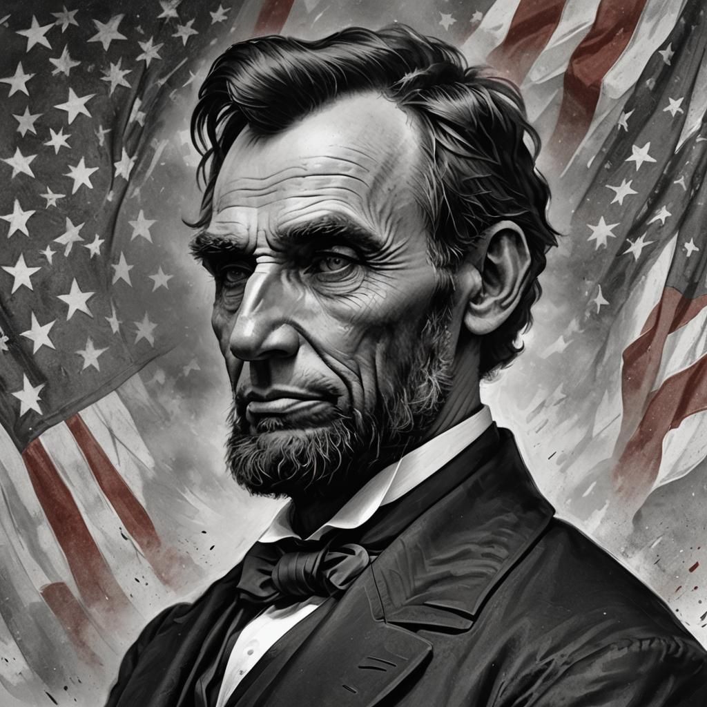 Detailed Portrait of Abraham Lincoln in Black and White
