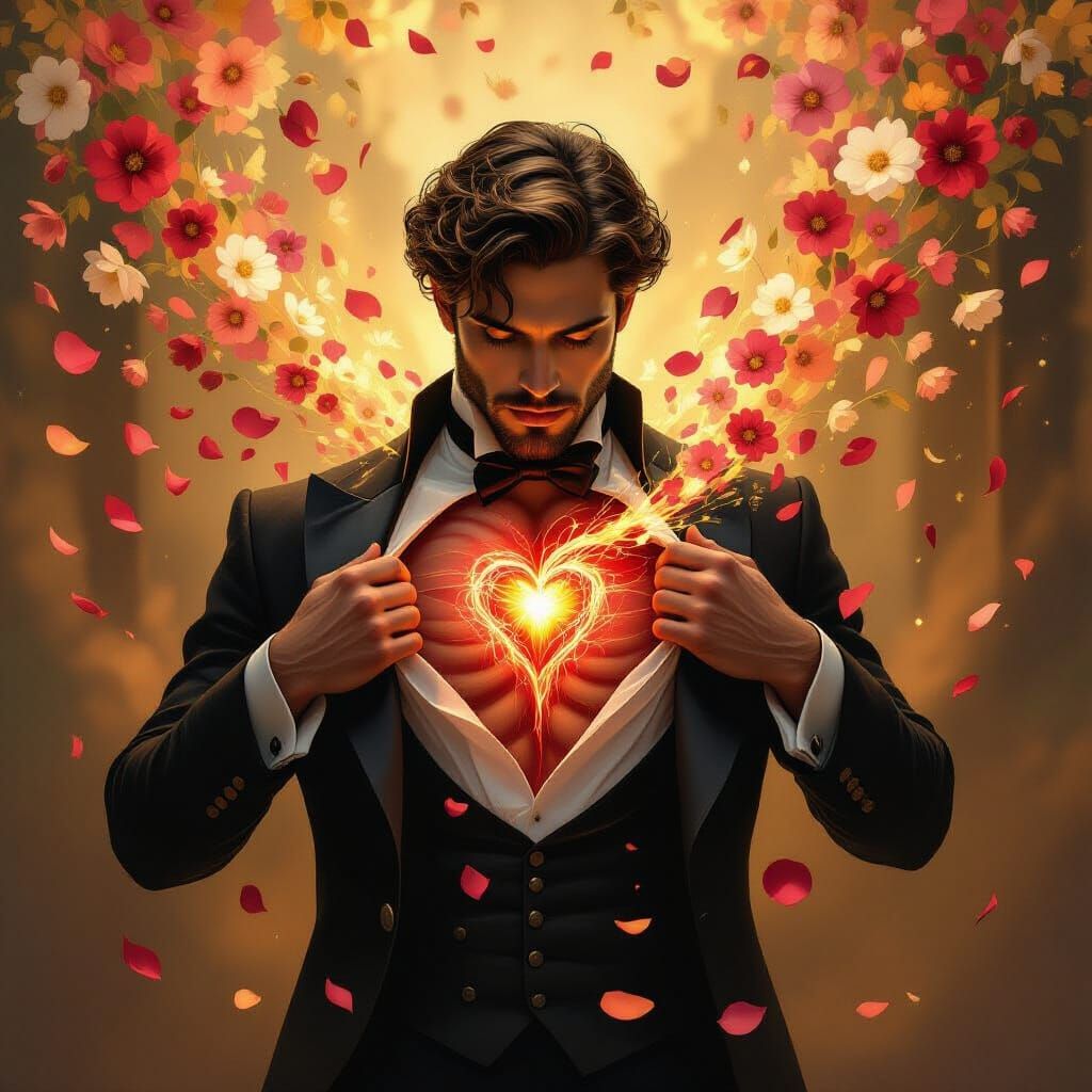 Heart of Flowers: Magical Realism Portrait