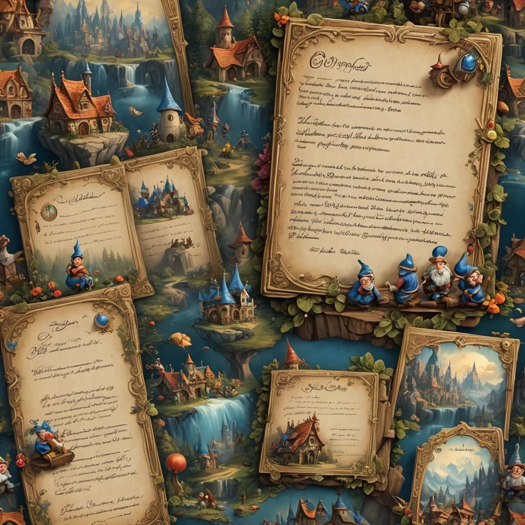 Fairytale Writing Page with Dwarves and Cinderella