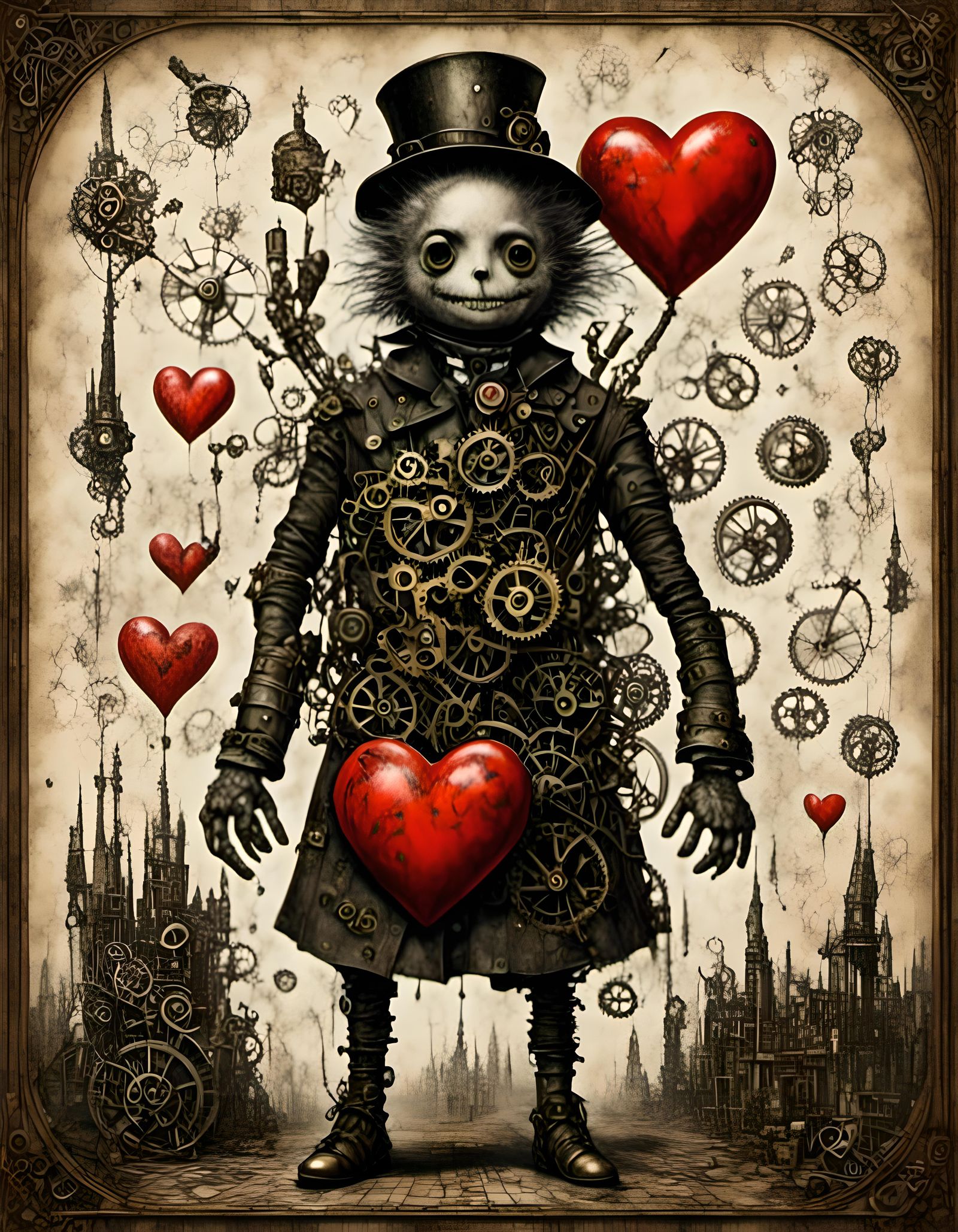 Steampunk Tin Man of Oz with Red Heart