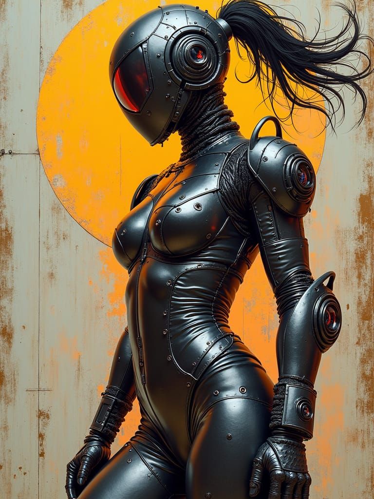 Cyberpunk Bandit Woman in Rococo Pop Art Style