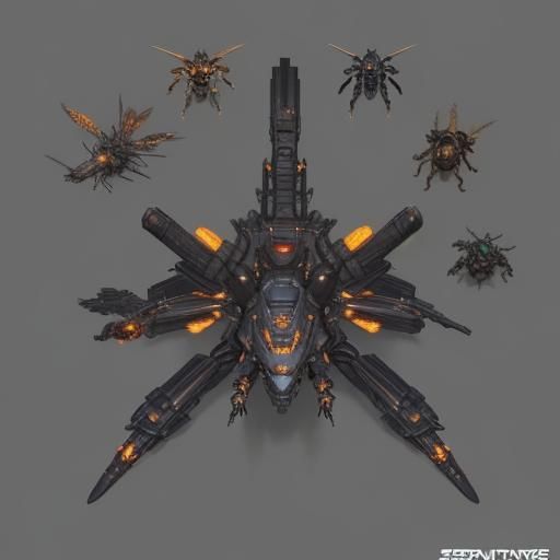 Insectoid Flamethrower Turret Game Asset Sheet