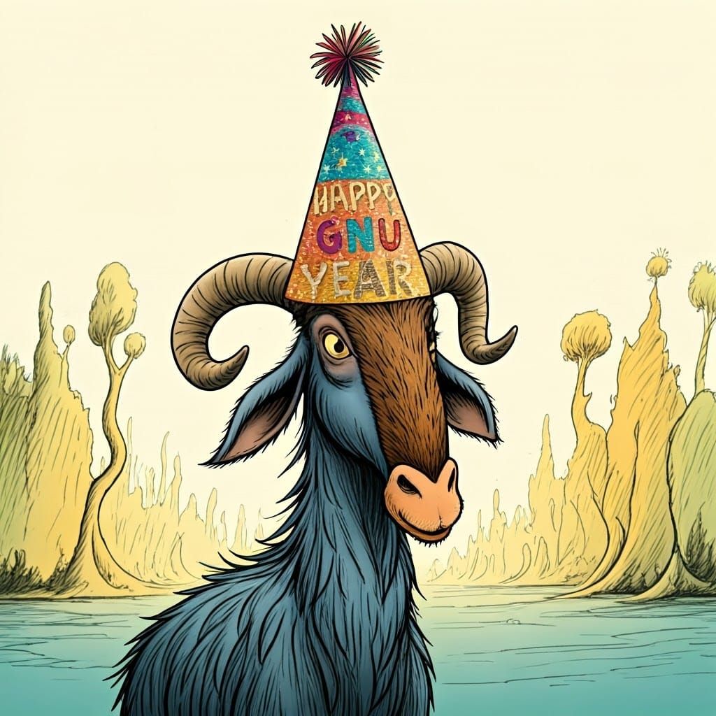 Gnu Celebrates New Year with Whimsical Party