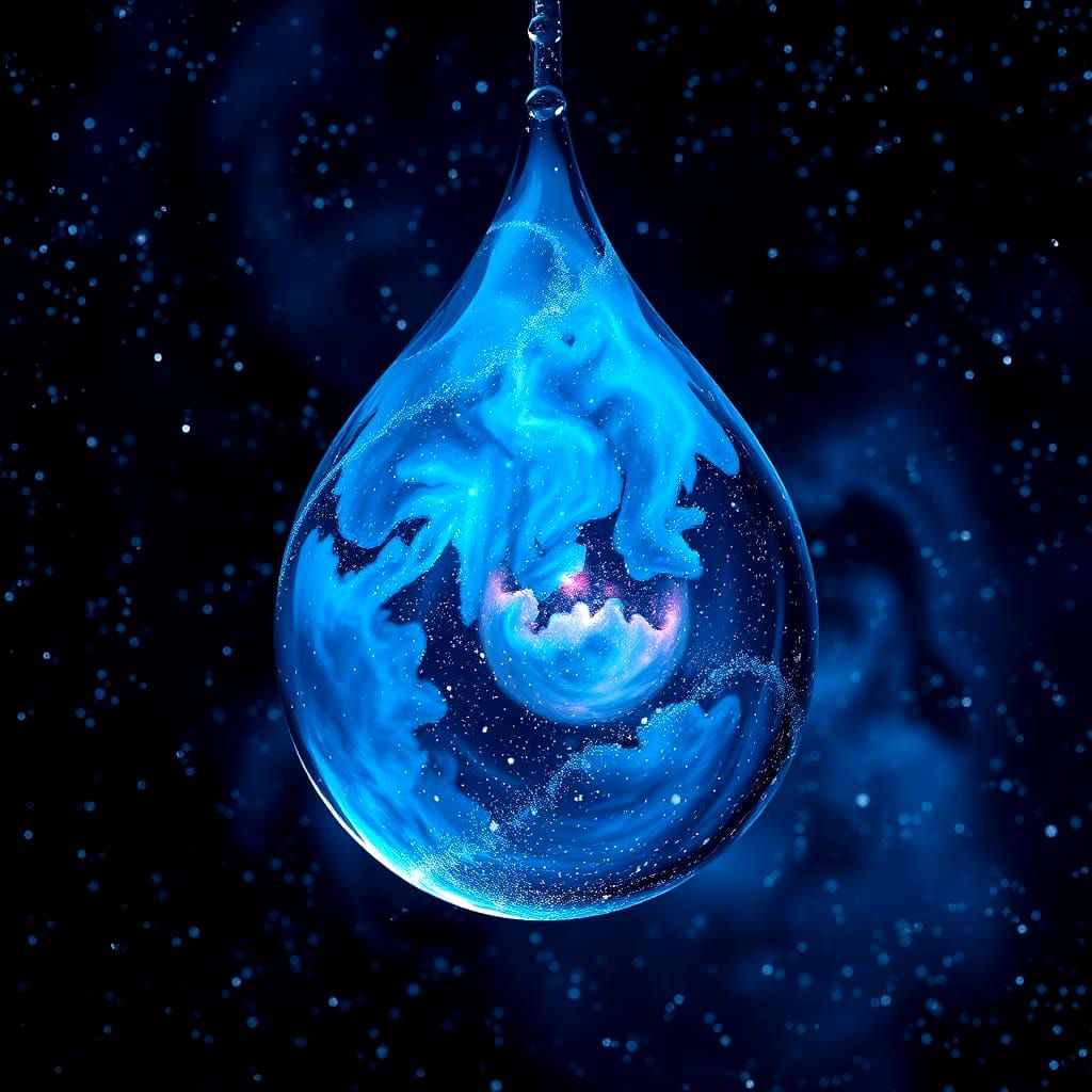 Stunning Digital Water Droplet Containing Epic Night Sky