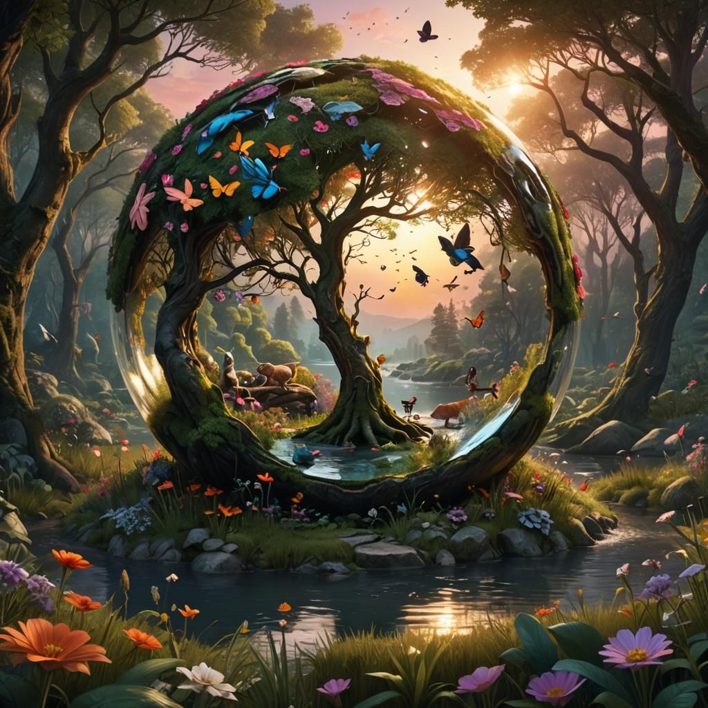 Forest in a Sphere: Detailed Matte Painting