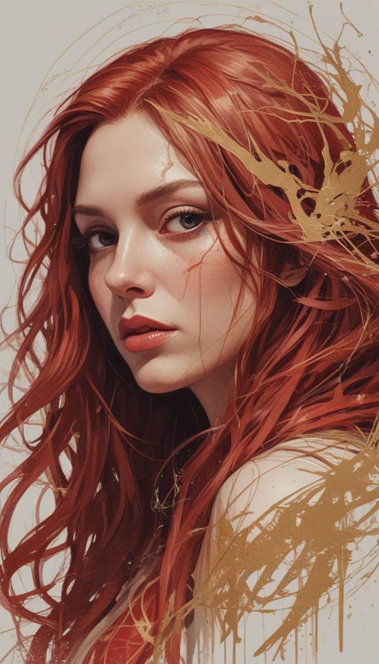 Digital Painting of a Scarlet Witch in Vibrant Color