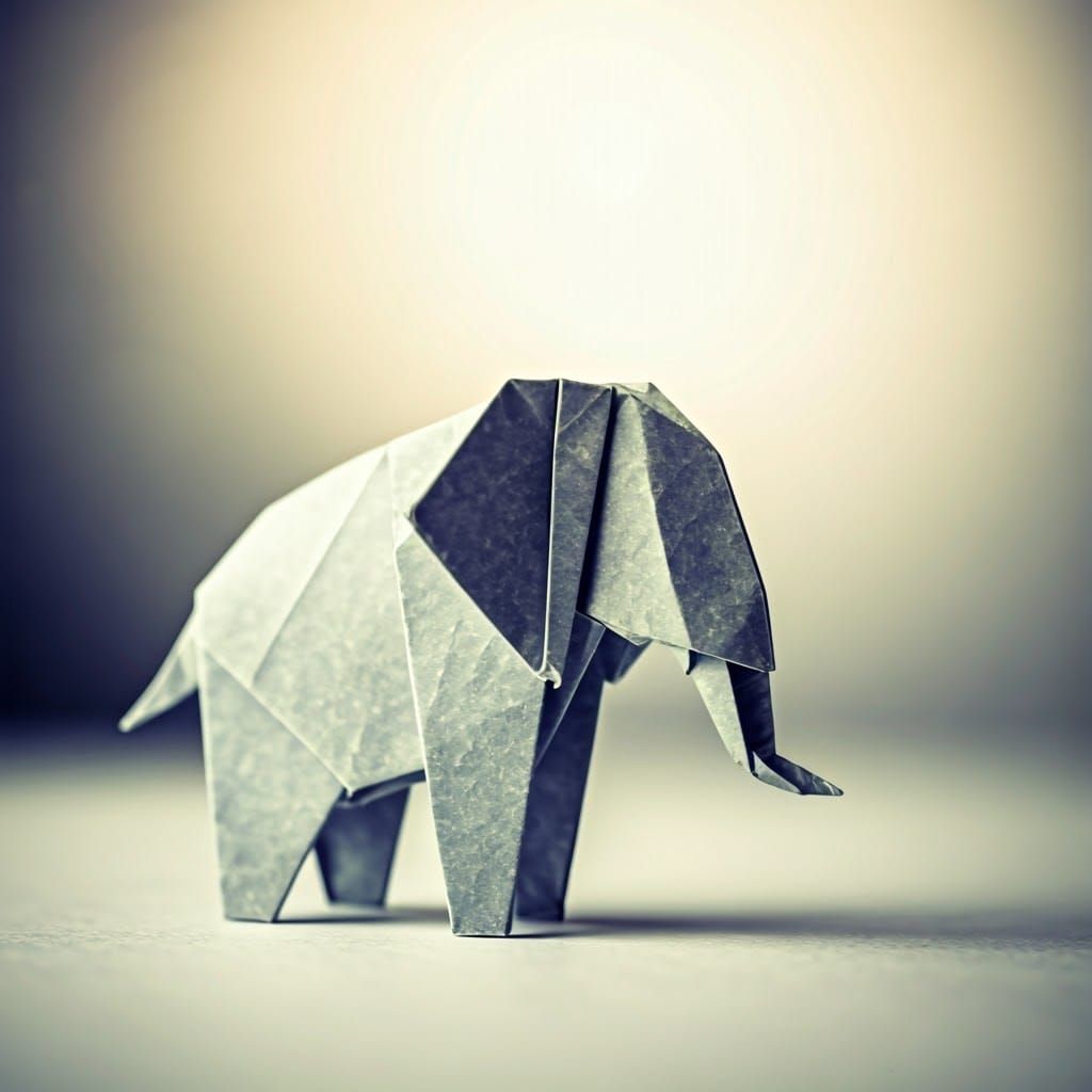 Origami Elephant in Japanese Papercraft Style