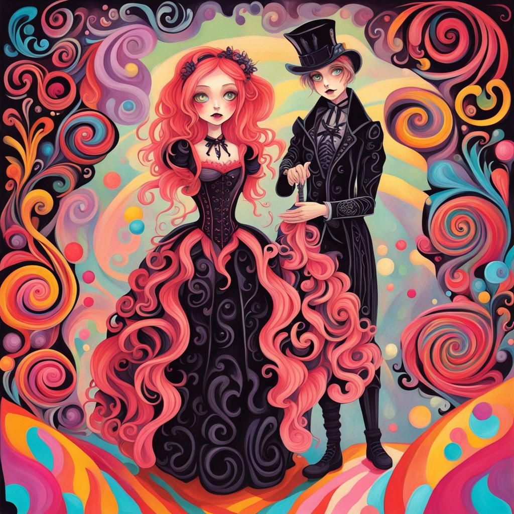 Gothic Hansel and Gretel in Candyland Wonderland