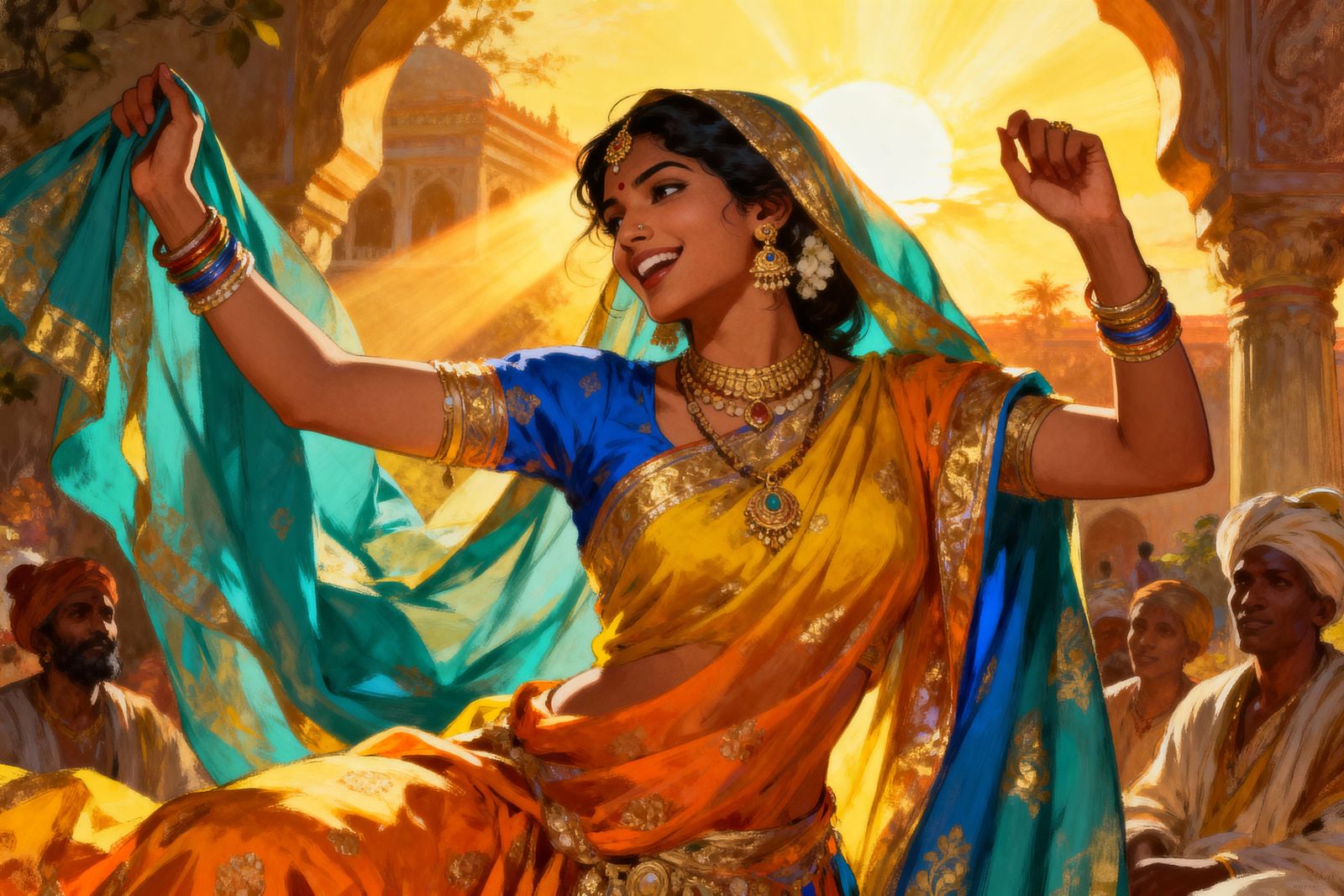 Radiant Golden Hour Landscape with Contagious Joy